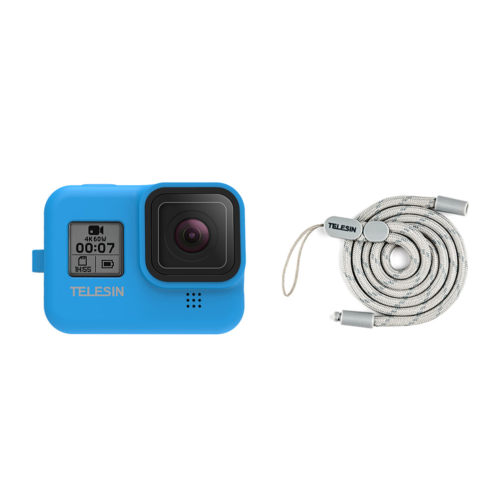 Силиконовый чехол на камеру GoPro Hero 8 Telesin (голубой)