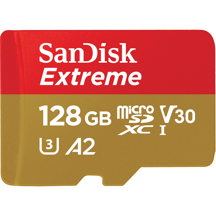 Карта памяти SanDisk microSDXC 128GB Extreme Class 10 UHS-I A2 C10 V30 U3+SD адаптер (SDSQXA1-128G-GN6MA)