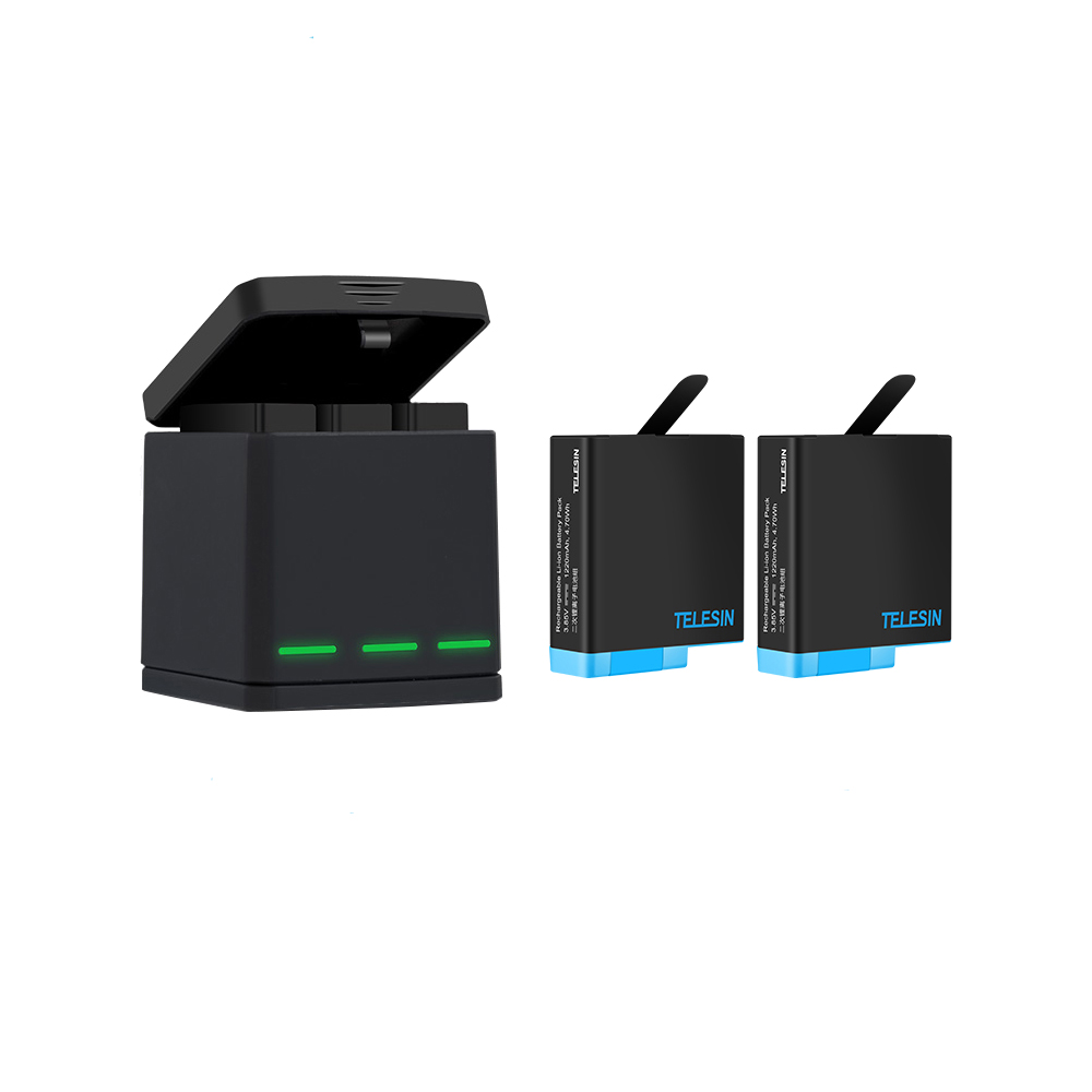 Зарядное устройство для 3х АКБ + 2 АКБ для GoPro Hero 8/7/6/5 Black Telesin