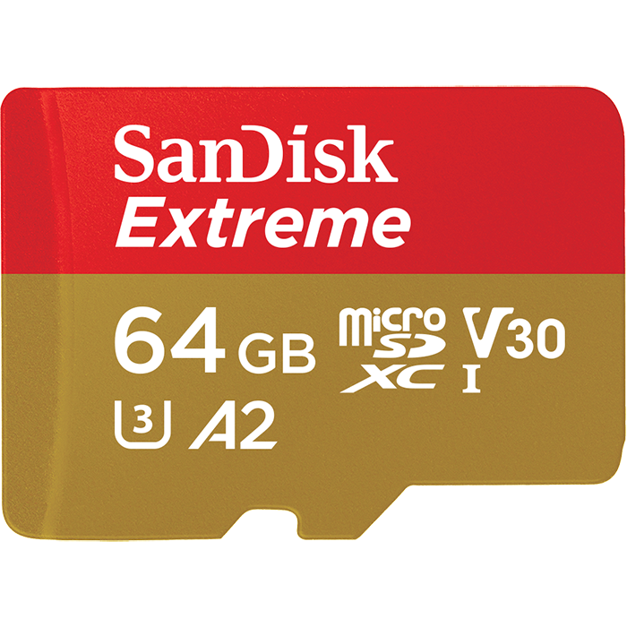 Карта памяти SanDisk Extreme microSDXC Class 10 UHS Class 3 V30 A2 160MB/s 64GB + SD adapter (SDSQXA2-064G-GN6MA)